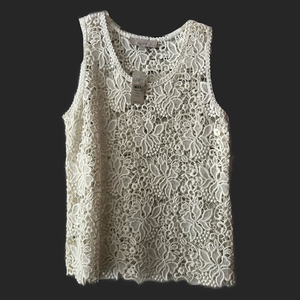 Loft Lace Sleeveless Top - Cream